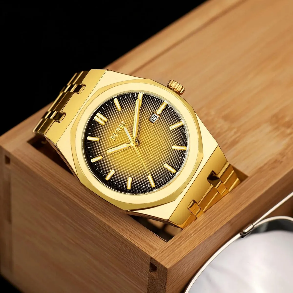 BUREI Fashion Minimalist Business Men's Wrist Watches Stainless Steel Waterproof Quartz Watch for Man sold by Burei product image thumbnail 2