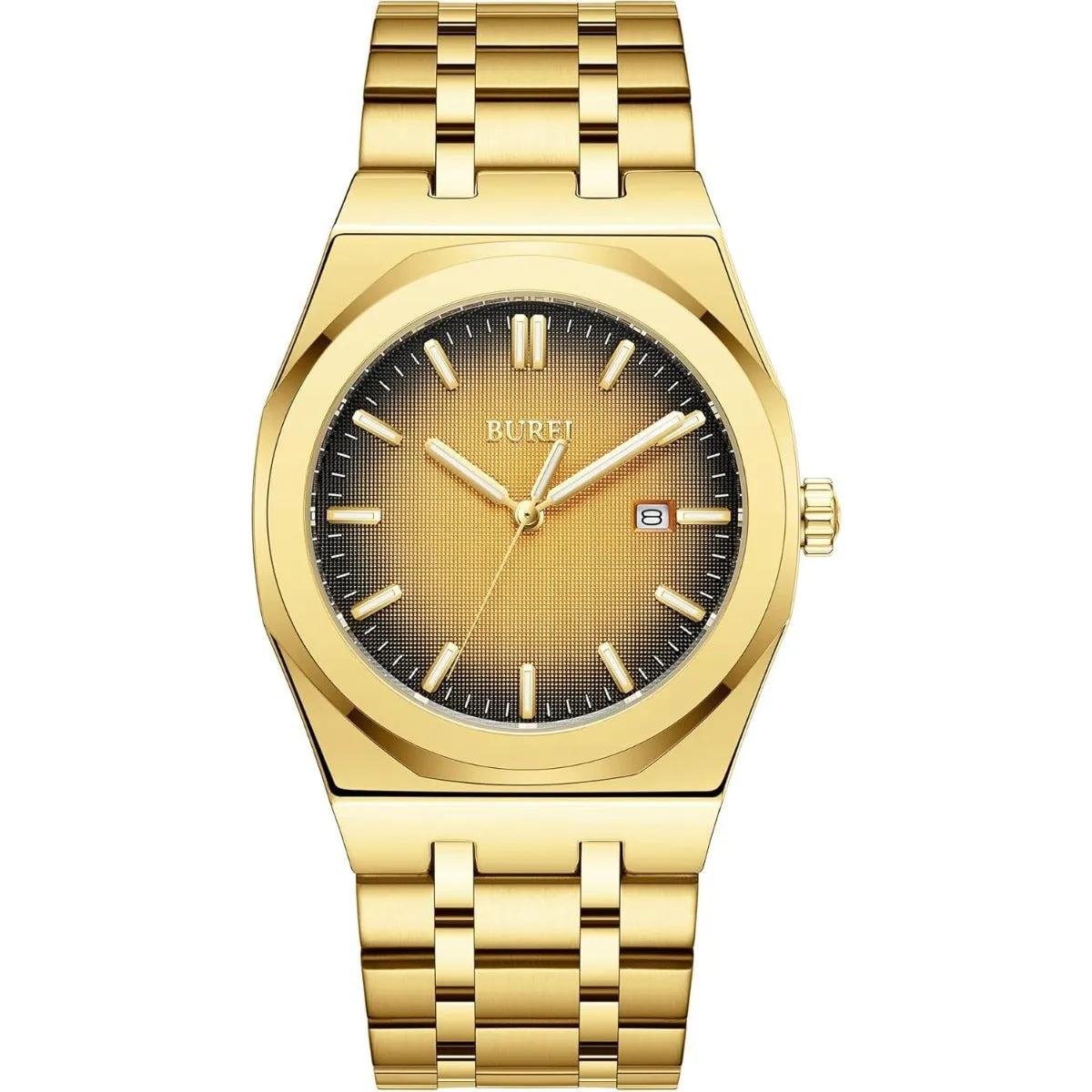 BUREI Fashion Minimalist Business Men's Wrist Watches Stainless Steel Waterproof Quartz Watch for Man sold by Burei