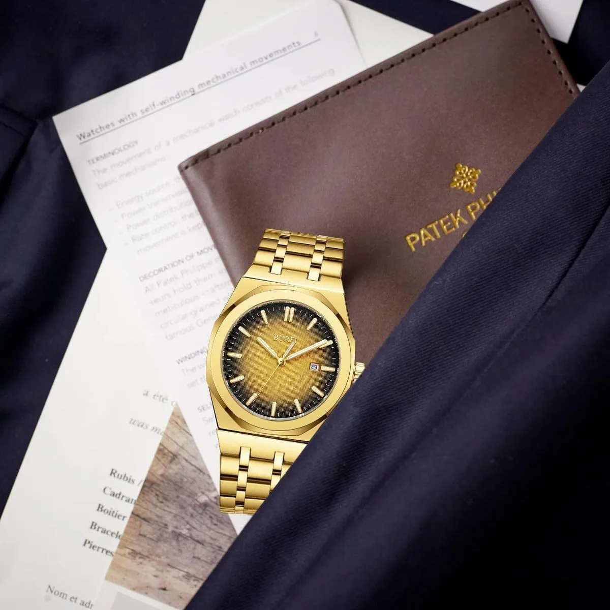 BUREI Fashion Minimalist Business Men's Wrist Watches Stainless Steel Waterproof Quartz Watch for Man sold by Burei product image thumbnail 3