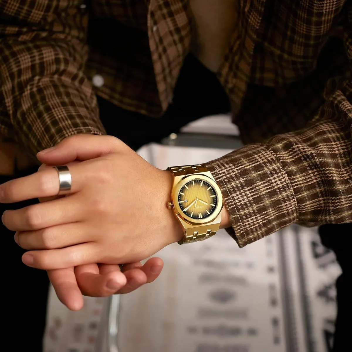 BUREI Fashion Minimalist Business Men's Wrist Watches Stainless Steel Waterproof Quartz Watch for Man sold by Burei product image thumbnail 4