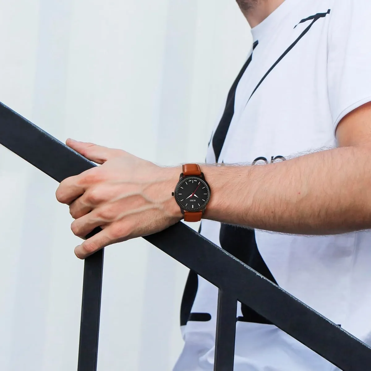 BUREI Mens Fashion Watches Dress Minimalist Wrist Watches for Men Brown Leather Analog Watch Display with Slim Case Design relojes para Hombres sold by Burei product image thumbnail 5