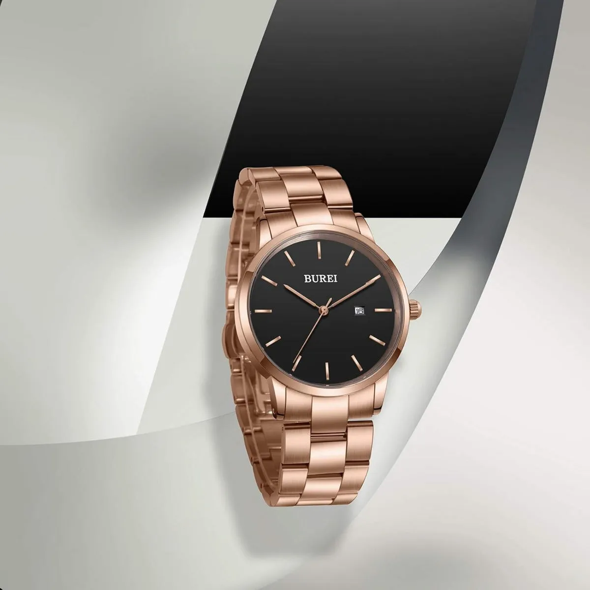 BUREI Men's Stainless Steel Luxury Watches Fashion Analog Quartz Watches for Men Classic Dress Steel Men's Watch 42mm Watches for Men sold by Burei product image thumbnail 3