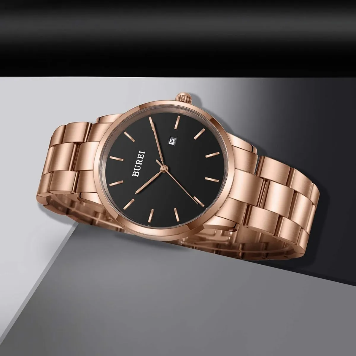 BUREI Men's Stainless Steel Luxury Watches Fashion Analog Quartz Watches for Men Classic Dress Steel Men's Watch 42mm Watches for Men sold by Burei product image thumbnail 4