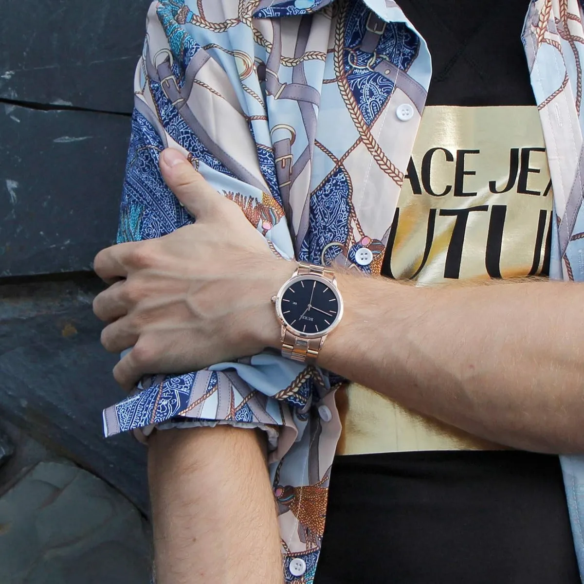 BUREI Men's Stainless Steel Luxury Watches Fashion Analog Quartz Watches for Men Classic Dress Steel Men's Watch 42mm Watches for Men sold by Burei product image thumbnail 5