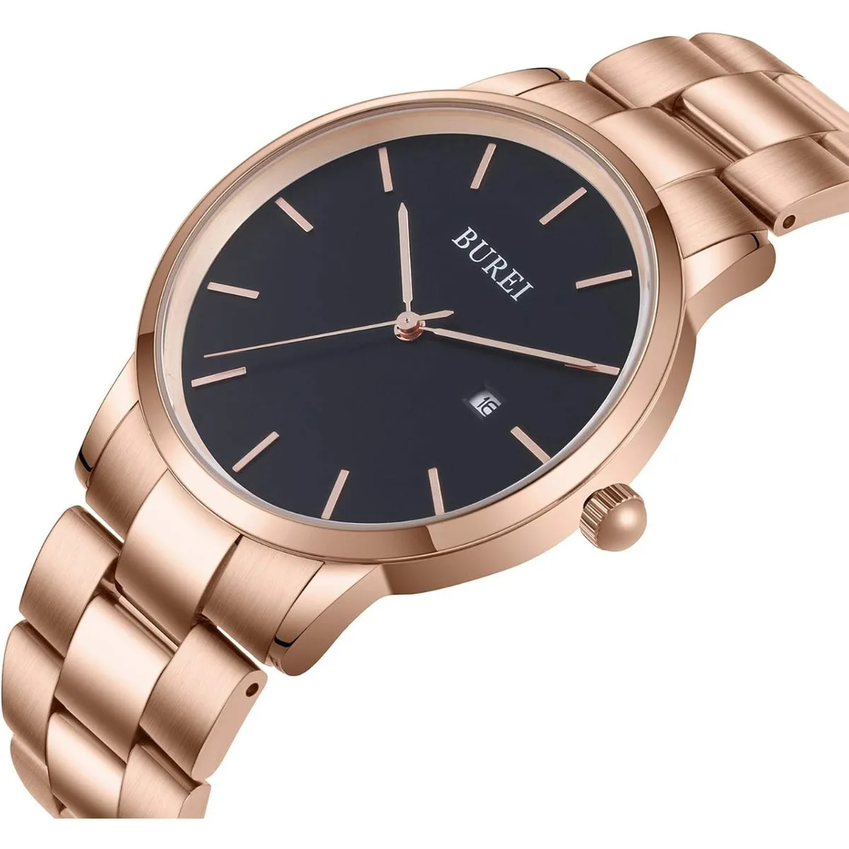 BUREI Men's Stainless Steel Luxury Watches Fashion Analog Quartz Watches for Men Classic Dress Steel Men's Watch 42mm Watches for Men sold by Burei product image thumbnail 2