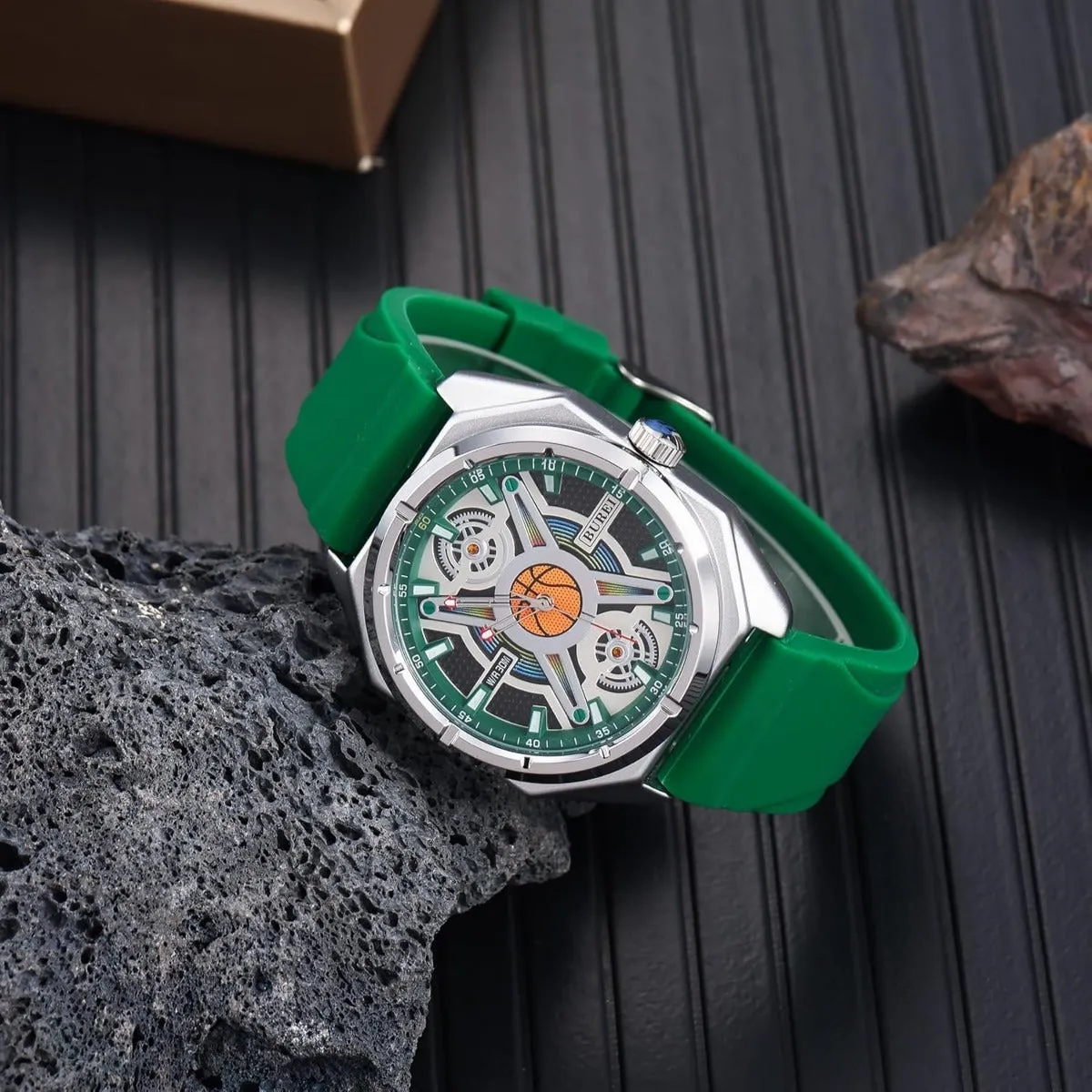 BUREI Men Wrist Watches Fashion Analog Waterproof Rubber Strap Watches for Men sold by Burei product image thumbnail 3