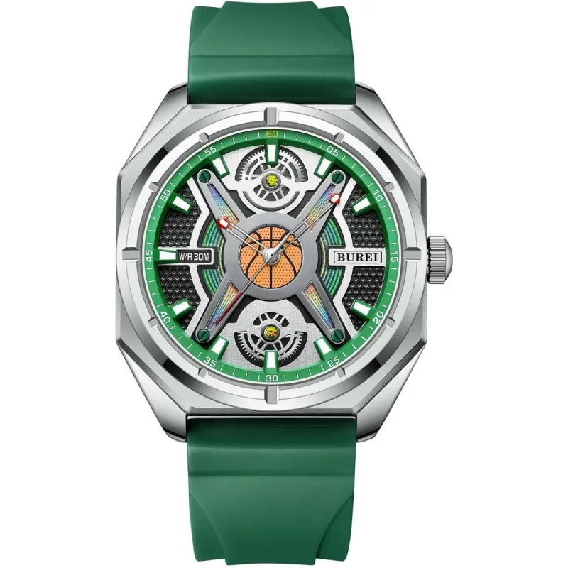 BUREI Men Wrist Watches Fashion Analog Waterproof Rubber Strap Watches for Men sold by Burei