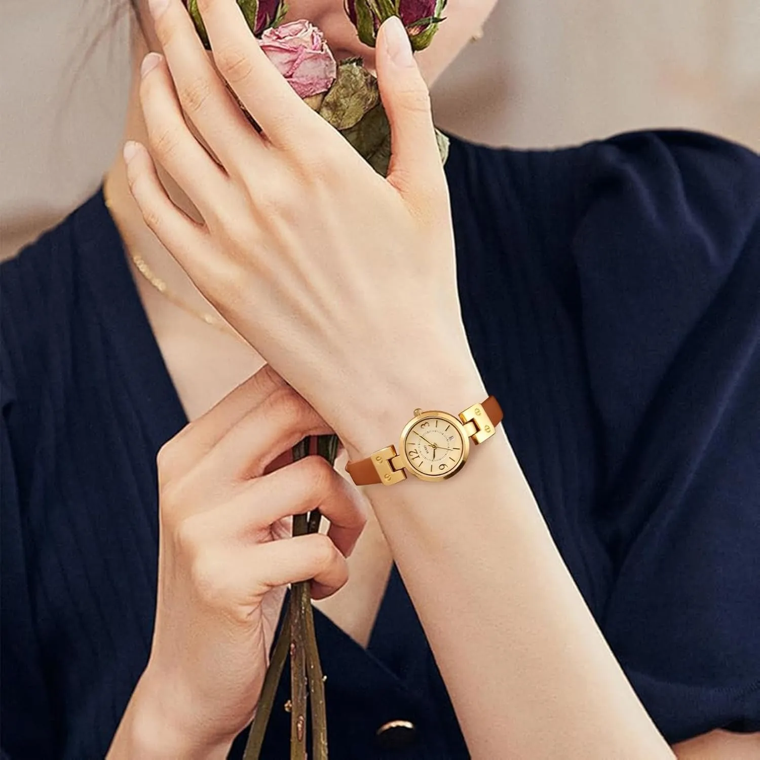 BUREI Women's Luxury Quartz Waterproof Pointer Watch with Simple Leather Strap - Exquisite Small Women's Watch sold by Burei product image thumbnail 3