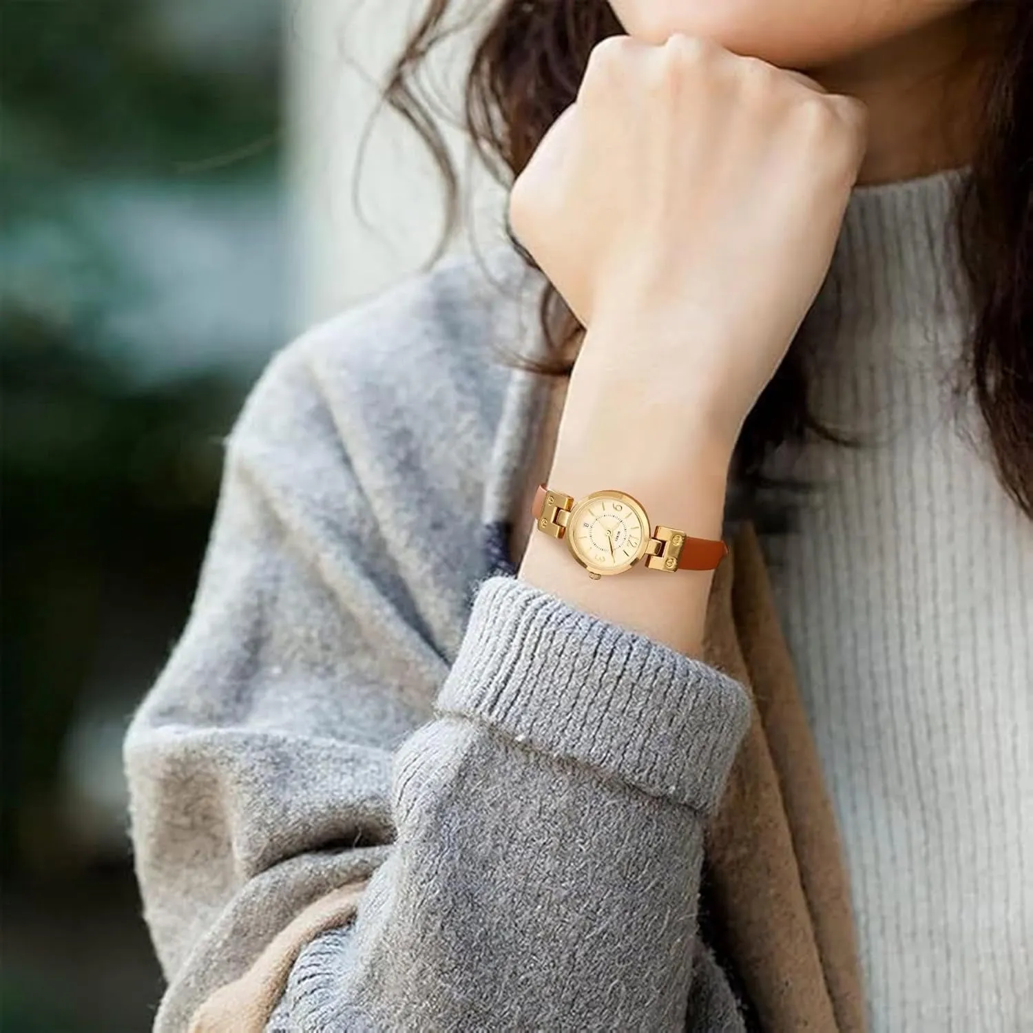 BUREI Women's Luxury Quartz Waterproof Pointer Watch with Simple Leather Strap - Exquisite Small Women's Watch sold by Burei product image thumbnail 4