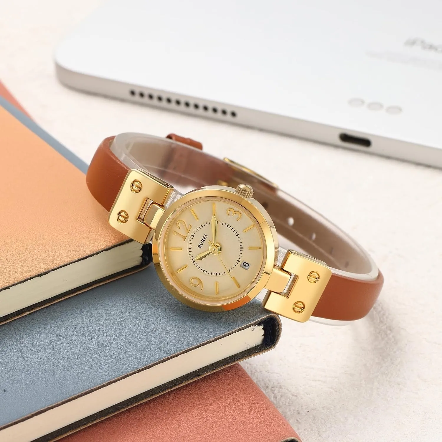 BUREI Women's Luxury Quartz Waterproof Pointer Watch with Simple Leather Strap - Exquisite Small Women's Watch sold by Burei product image thumbnail 2
