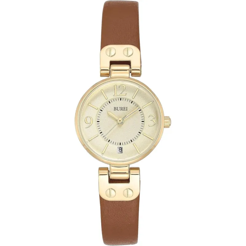 BUREI Women's Luxury Quartz Waterproof Pointer Watch with Simple Leather Strap - Exquisite Small Women's Watch sold by Burei