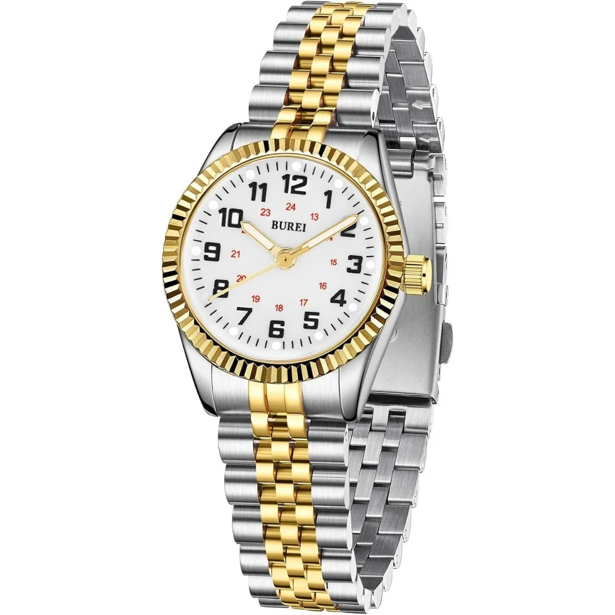 BUREI Women's Wrist Watch Easy Read Dial, 24 Hour with Second Hand,Nurse Watch for Women with Stainless Steel Band. sold by Burei product image thumbnail 2