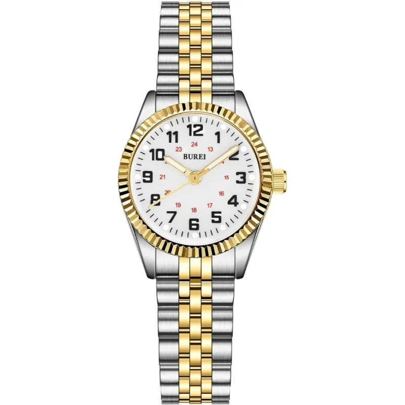 BUREI Women's Wrist Watch Easy Read Dial, 24 Hour with Second Hand,Nurse Watch for Women with Stainless Steel Band. sold by Burei