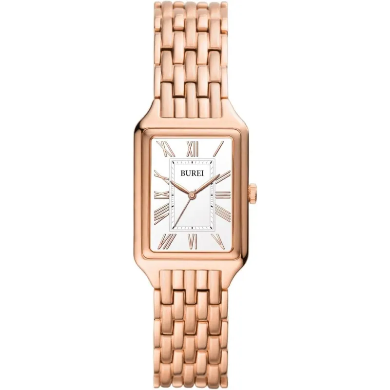 BUREI Women's Fashion Luxury Stainless Steel Watch Simple Quartz Waterproof Ladies Watch Three Hands Relogio Feminino (Gold and Rose Gold) sold by Burei