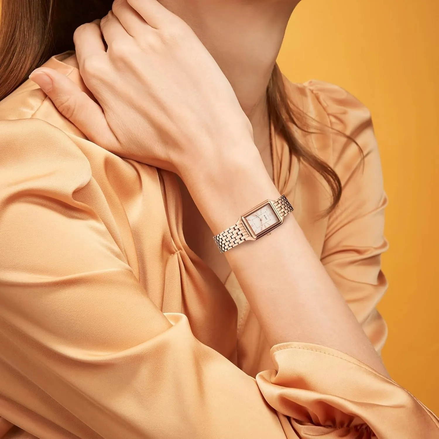 BUREI Women's Fashion Luxury Stainless Steel Watch Simple Quartz Waterproof Ladies Watch Three Hands Relogio Feminino (Gold and Rose Gold) sold by Burei product image thumbnail 3