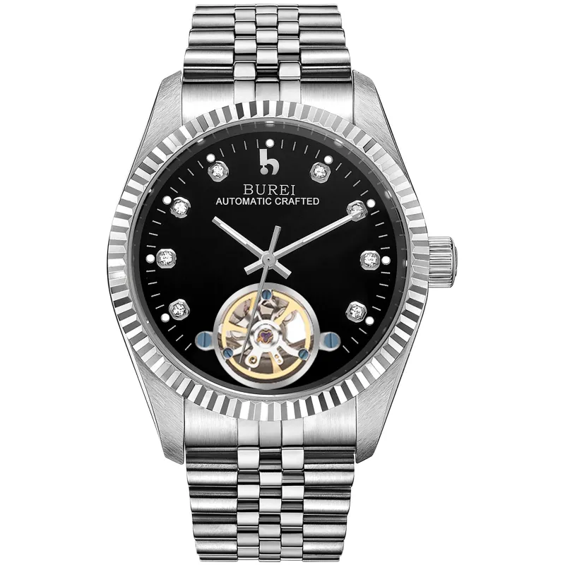 BUREI Men's Watch 41mm, Classic Stainless Steel, Waterproof Machine Watch with Date, Sapphire Crystal, Business Dress Wristwatch sold by Burei