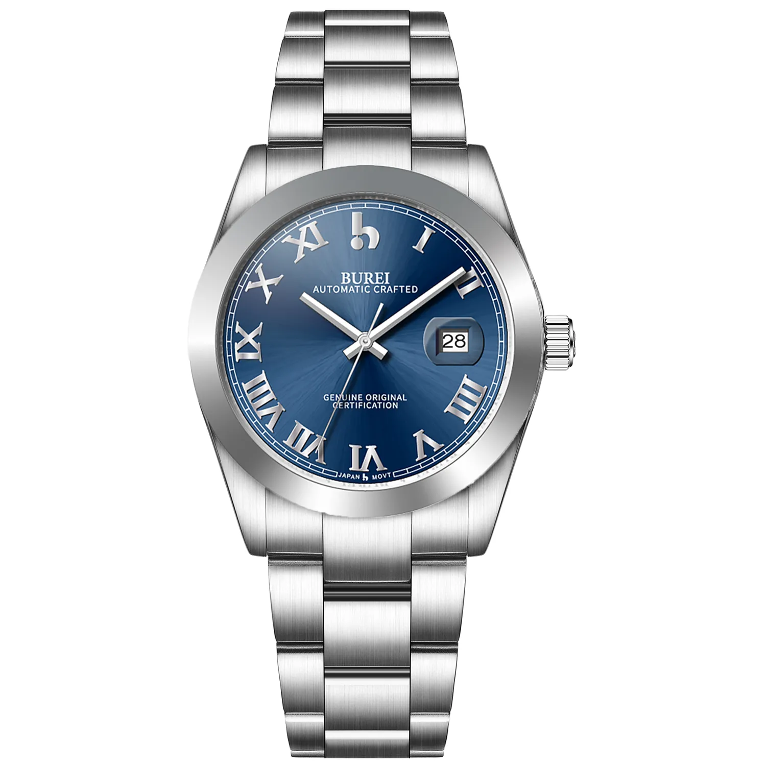 BUREI Men's Watch 41mm, Classic Stainless Steel, Waterproof Machine Watch with Date, Sapphire Crystal, Business Dress Wristwatch sold by Burei product image thumbnail 4