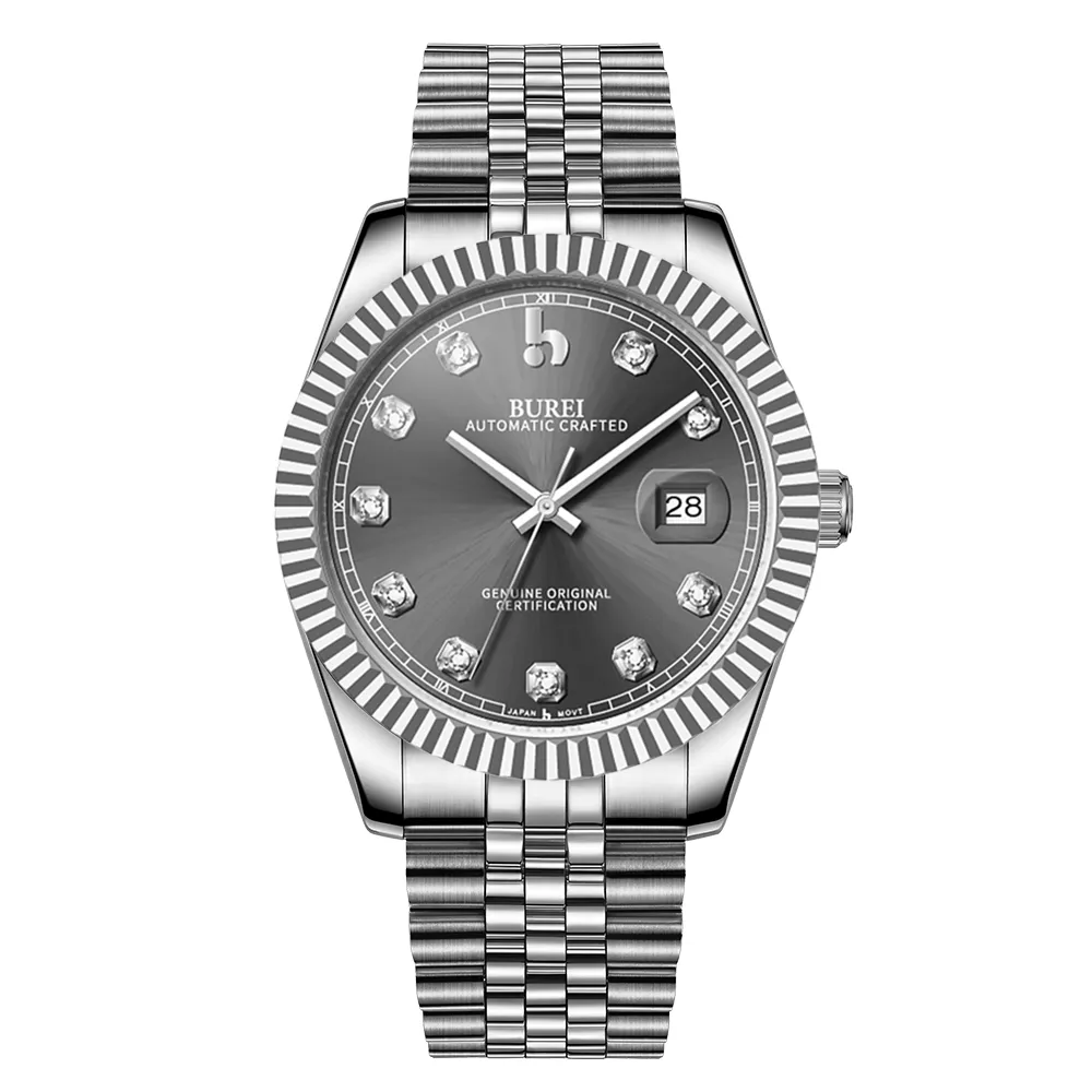 BUREI Men's Watch 41mm, Classic Stainless Steel, Waterproof Machine Watch with Date, Sapphire Crystal, Business Dress Wristwatch sold by Burei product image thumbnail 4