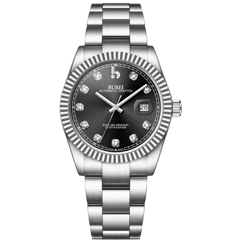 BUREI Men's Watch 41mm, Classic Stainless Steel, Waterproof Machine Watch with Date, Sapphire Crystal, Business Dress Wristwatch sold by Burei