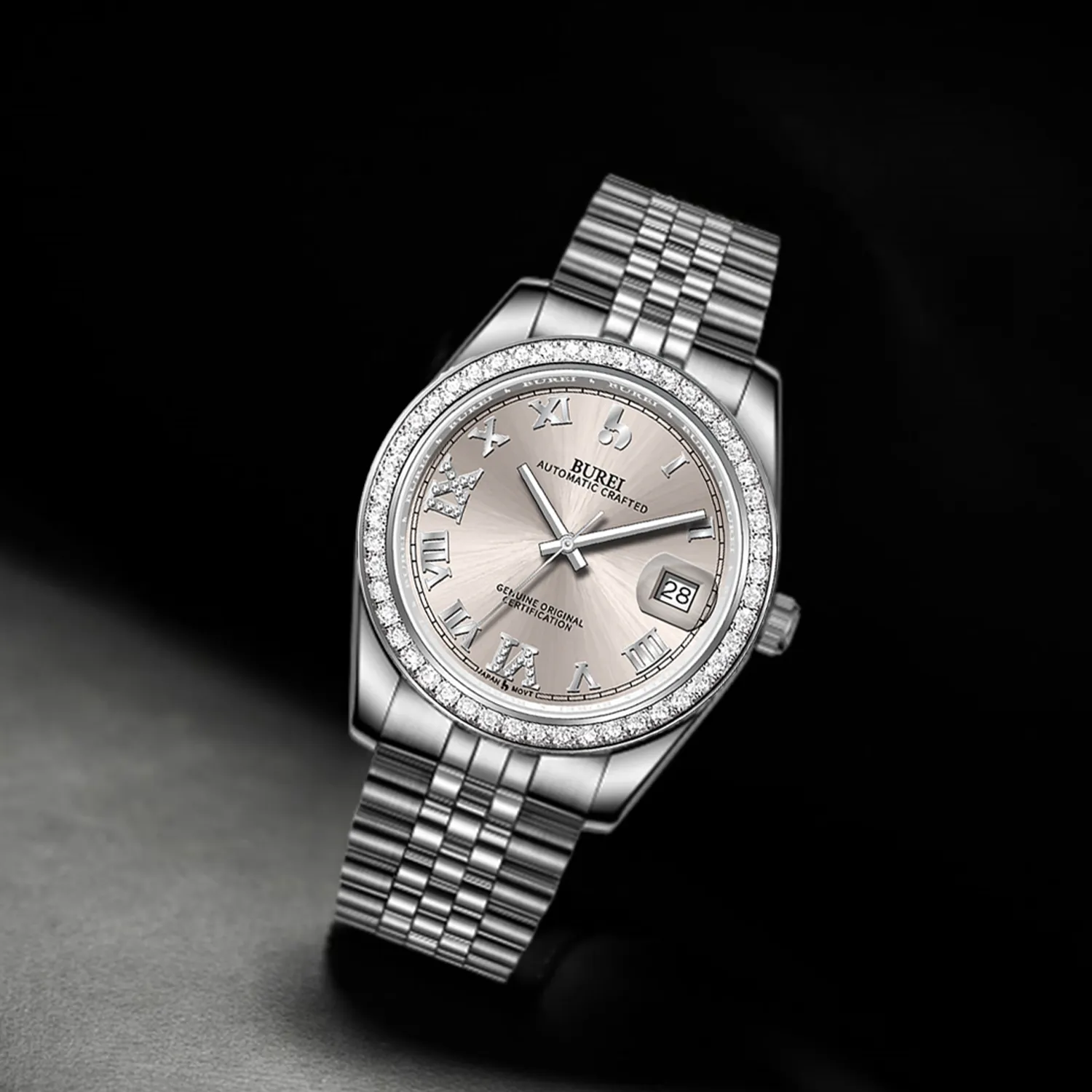 BUREI Luxury Automatic Watch 36mm, Fashion Waterproof Mechanical Watch, Adjustable Stainless Steel Two Tone Strap sold by Burei product image thumbnail 3