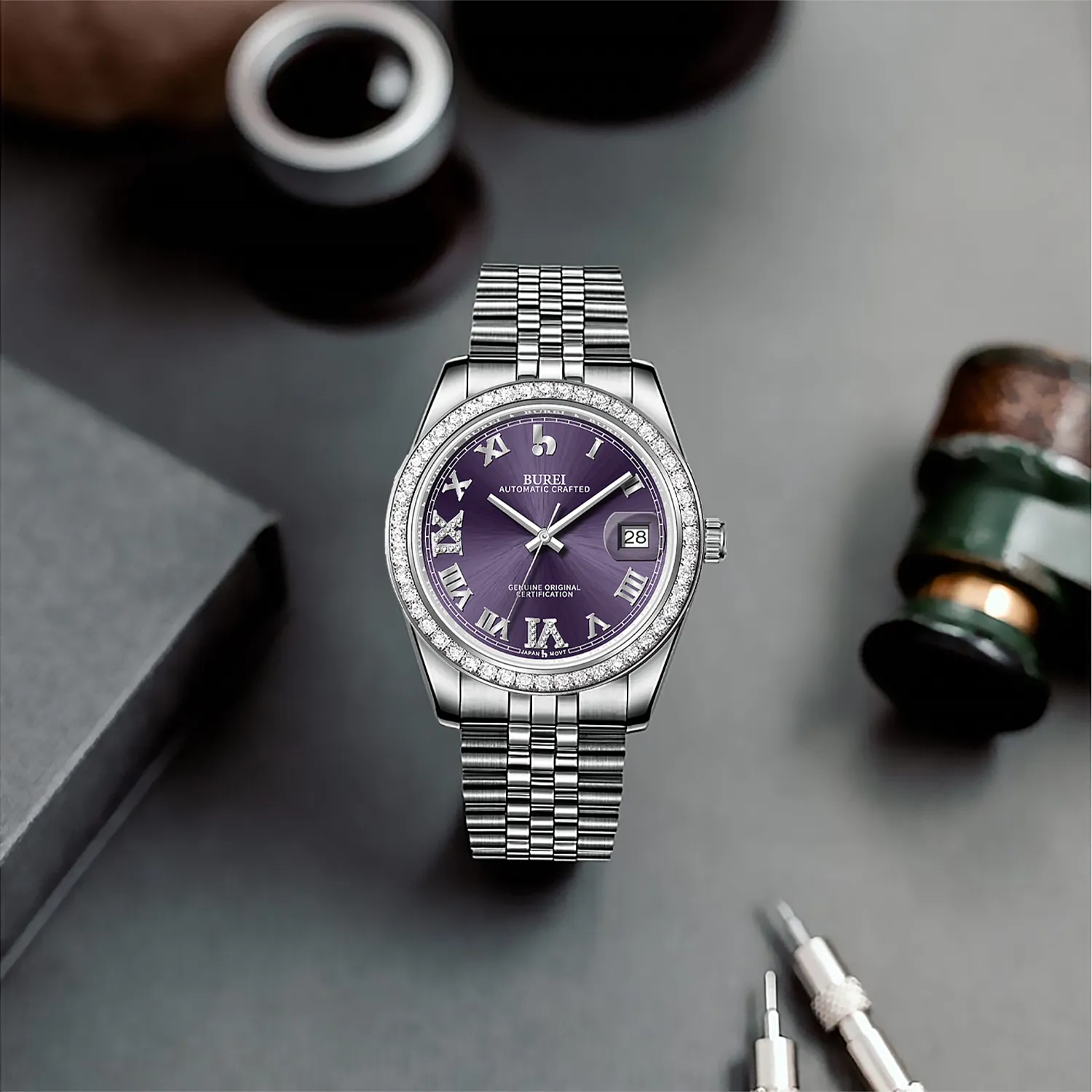 BUREI Luxury Automatic Watch 36mm, Fashion Waterproof Mechanical Watch, Adjustable Stainless Steel Two Tone Strap sold by Burei product image thumbnail 5