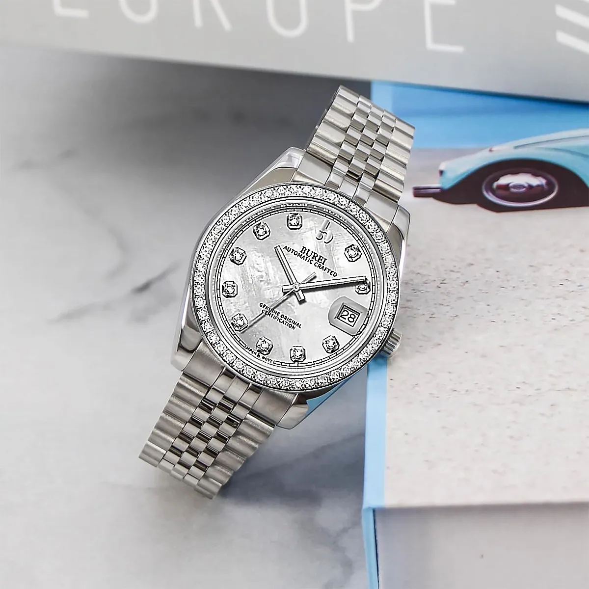 BUREI Luxury Automatic Watch 36mm, Fashion Waterproof Mechanical Watch, Adjustable Stainless Steel Two Tone Strap sold by Burei product image thumbnail 3