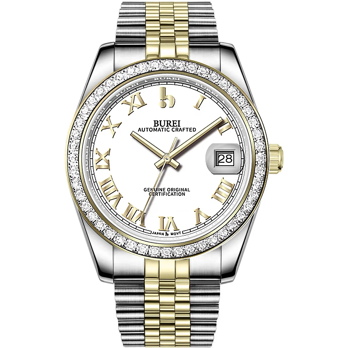 BUREI Luxury Automatic Watch 36mm, Fashion Waterproof Mechanical Watch, Adjustable Stainless Steel Two Tone Strap sold by Burei product image thumbnail 3