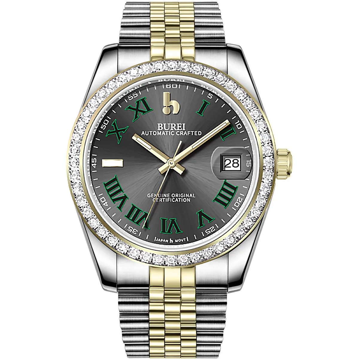 BUREI Luxury Automatic Watch 36mm, Fashion Waterproof Mechanical Watch, Adjustable Stainless Steel Two Tone Strap, Gift for Men sold by Burei product image thumbnail 3