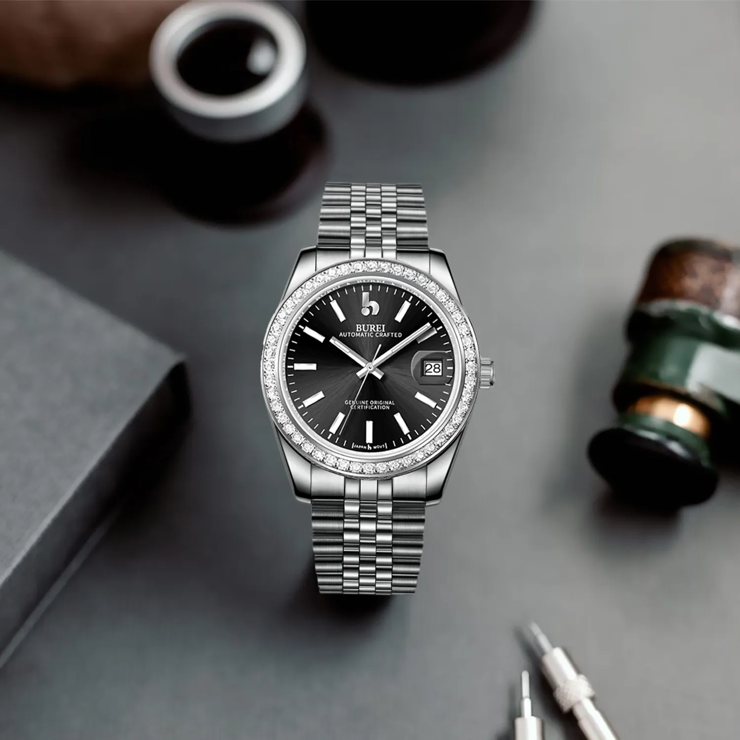 BUREI Luxury Automatic Watch 36mm, Fashion Waterproof Mechanical Watch, Adjustable Stainless Steel Two Tone Strap sold by Burei product image thumbnail 5