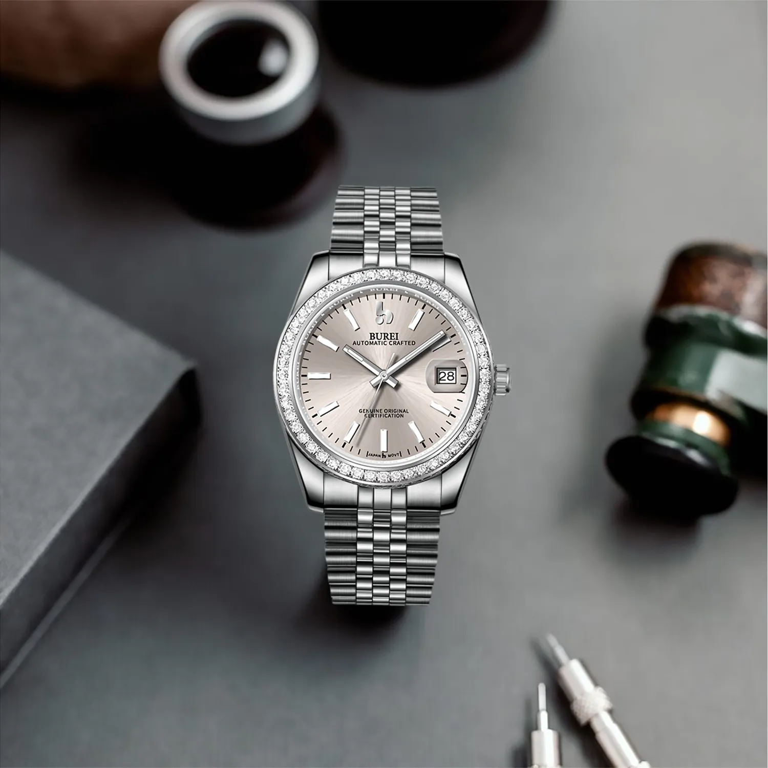 BUREI Luxury Automatic Watch 36mm, Fashion Waterproof Mechanical Watch, Adjustable Stainless Steel Two Tone Strap sold by Burei product image thumbnail 2