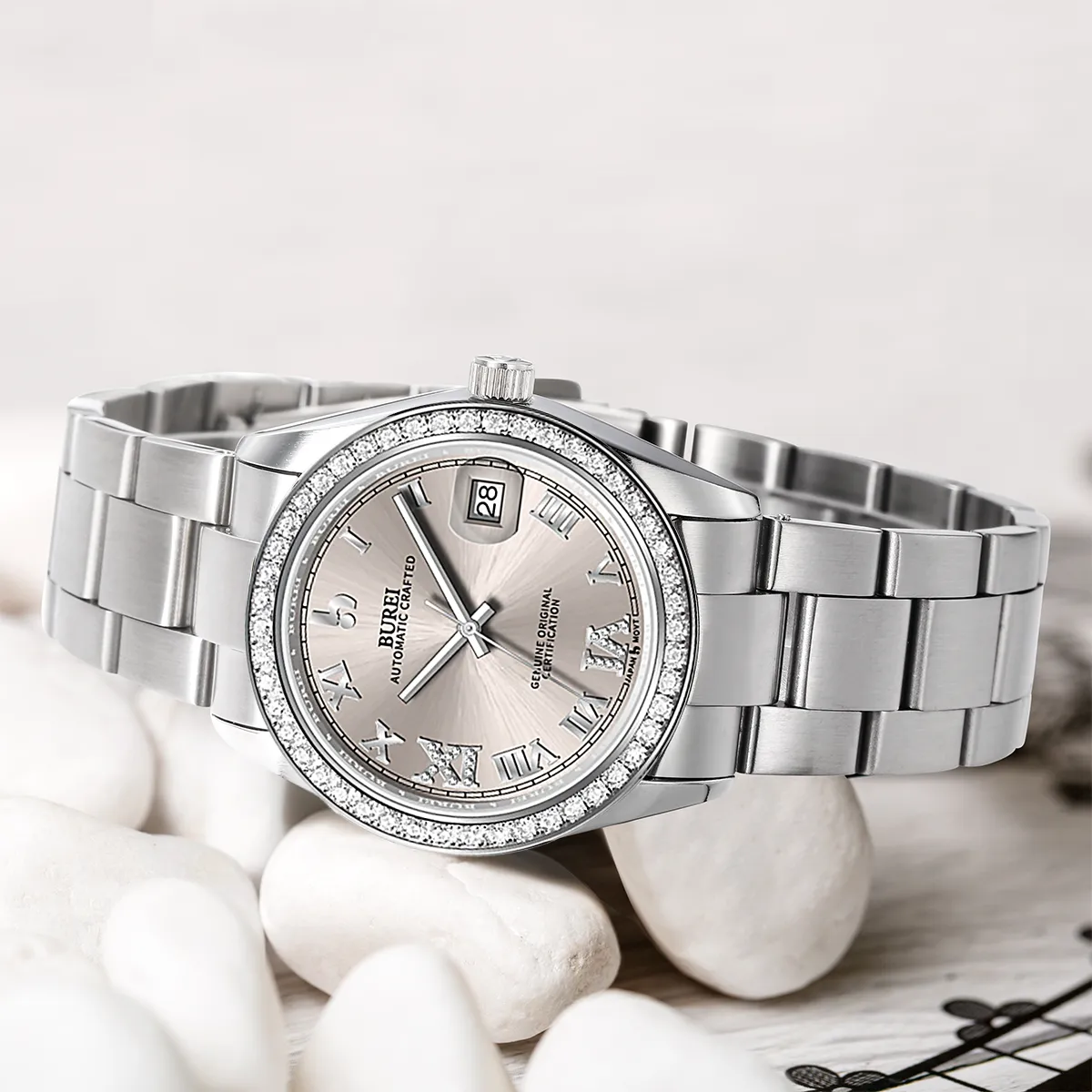 BUREI Luxury Automatic Watch 36mm, Fashion Waterproof Mechanical Watch, Adjustable Stainless Steel Two Tone Strap sold by Burei product image thumbnail 4