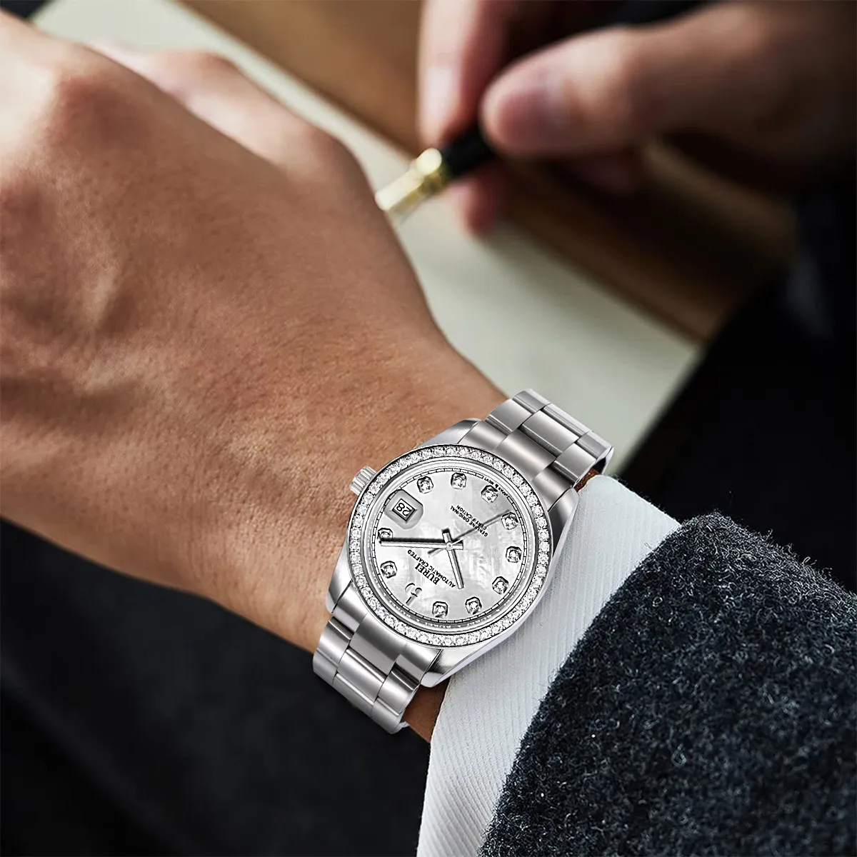 BUREI Luxury Automatic Watch 36mm, Fashion Waterproof Mechanical Watch, Adjustable Stainless Steel Two Tone Strap sold by Burei product image thumbnail 3