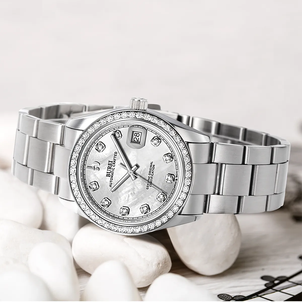 BUREI Luxury Automatic Watch 36mm, Fashion Waterproof Mechanical Watch, Adjustable Stainless Steel Two Tone Strap sold by Burei product image thumbnail 4