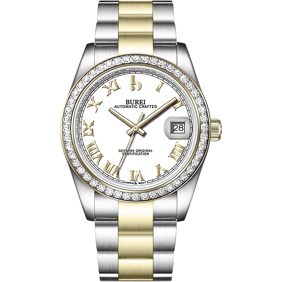 BUREI Luxury Automatic Watch 36mm, Fashion Waterproof Mechanical Watch, Adjustable Stainless Steel Two Tone Strap, Gift for Men sold by Burei product image thumbnail 5