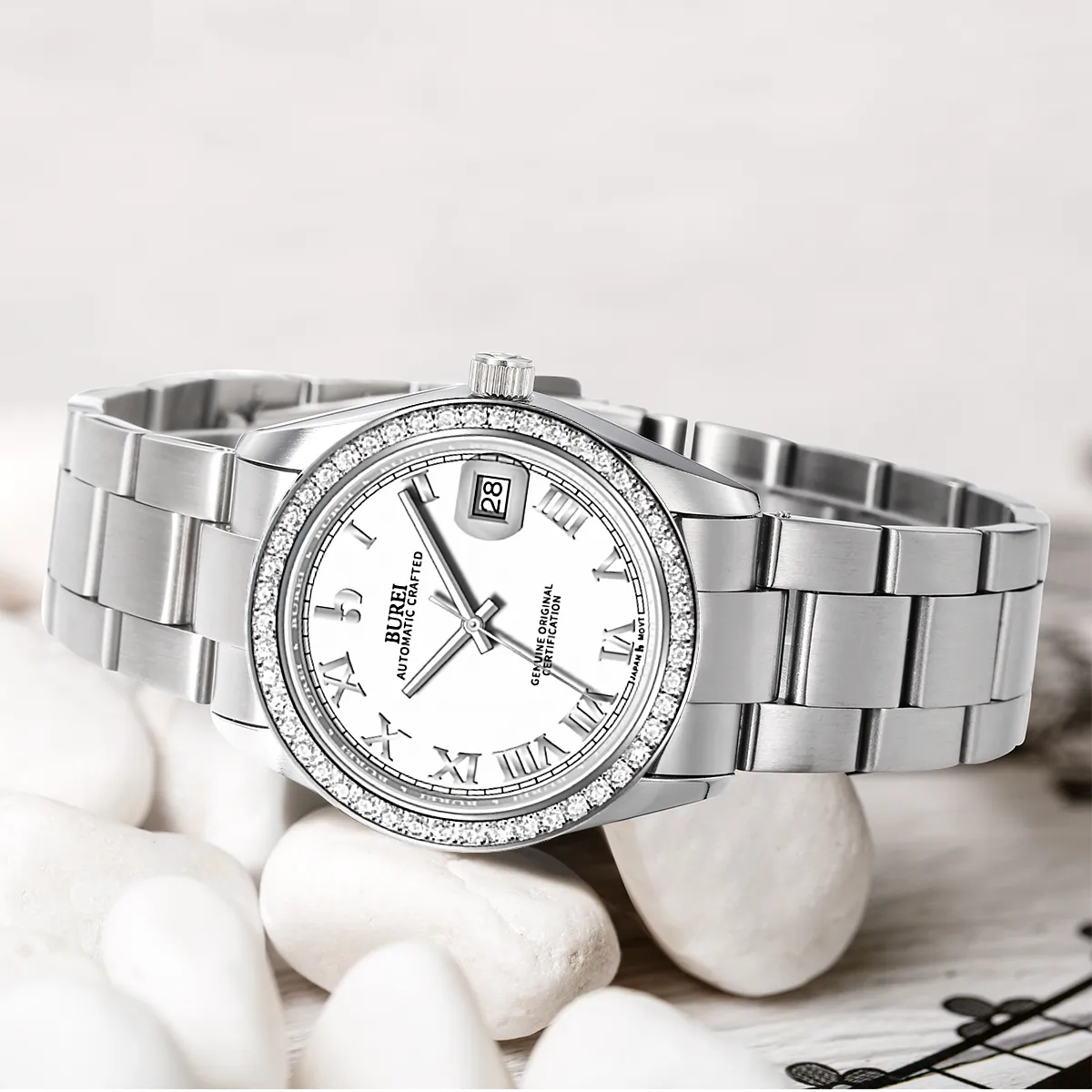 BUREI Luxury Automatic Watch 36mm, Fashion Waterproof Mechanical Watch, Adjustable Stainless Steel Two Tone Strap, Gift for Men sold by Burei product image thumbnail 4