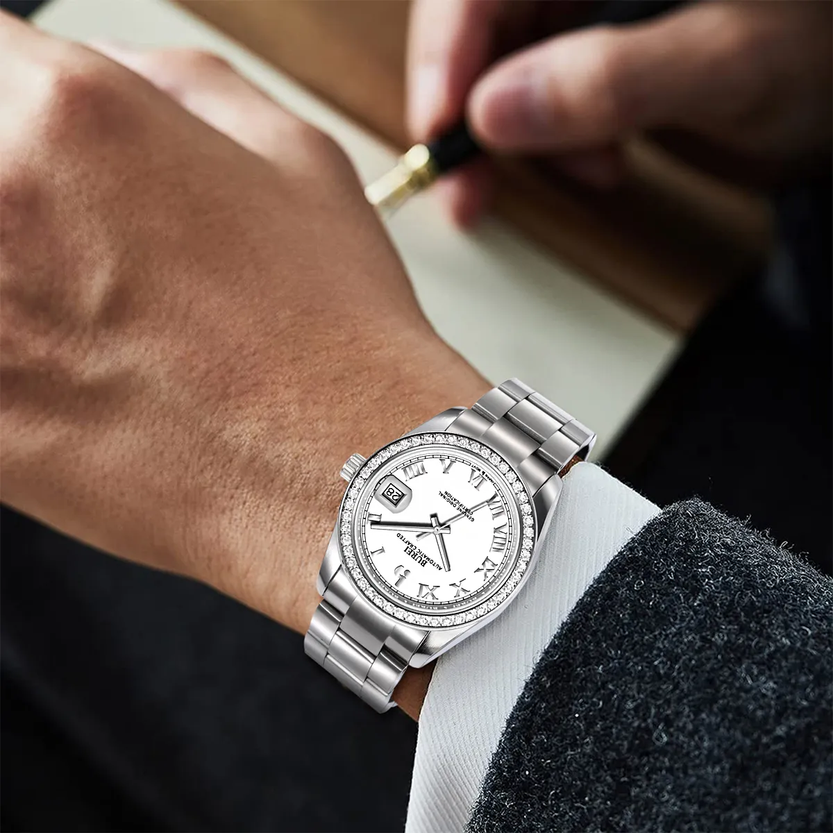 BUREI Luxury Automatic Watch 36mm, Fashion Waterproof Mechanical Watch, Adjustable Stainless Steel Two Tone Strap, Gift for Men sold by Burei product image thumbnail 3