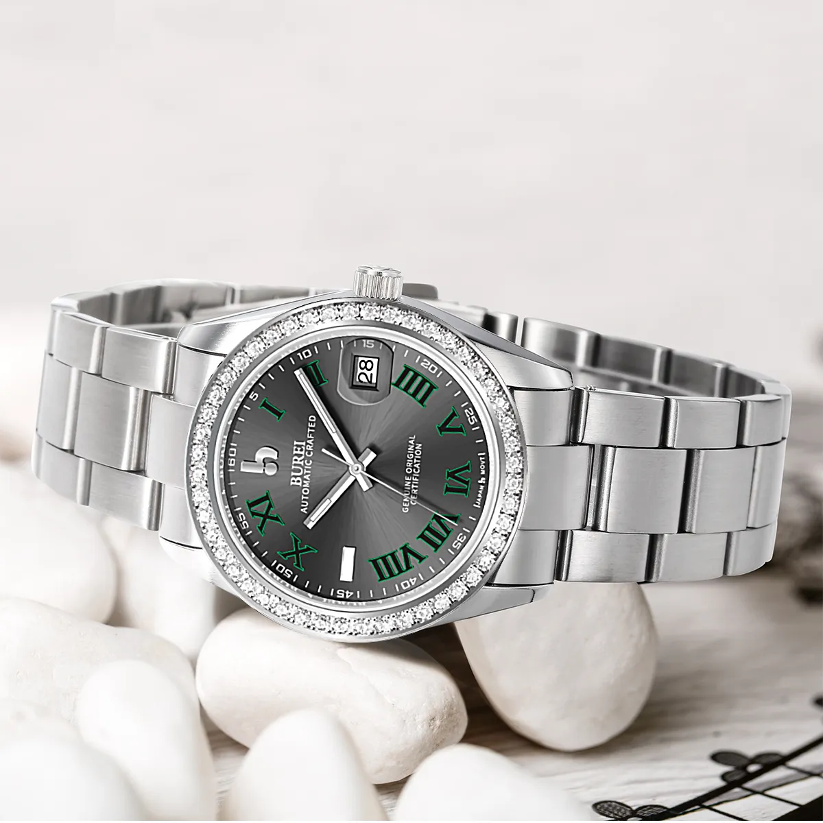 BUREI Luxury Automatic Watch 36mm, Fashion Waterproof Mechanical Watch, Adjustable Stainless Steel Two Tone Strap sold by Burei product image thumbnail 3