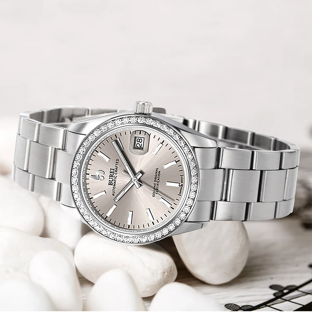 BUREI Luxury Automatic Watch 36mm, Fashion Waterproof Mechanical Watch, Adjustable Stainless Steel Two Tone Strap sold by Burei product image thumbnail 3