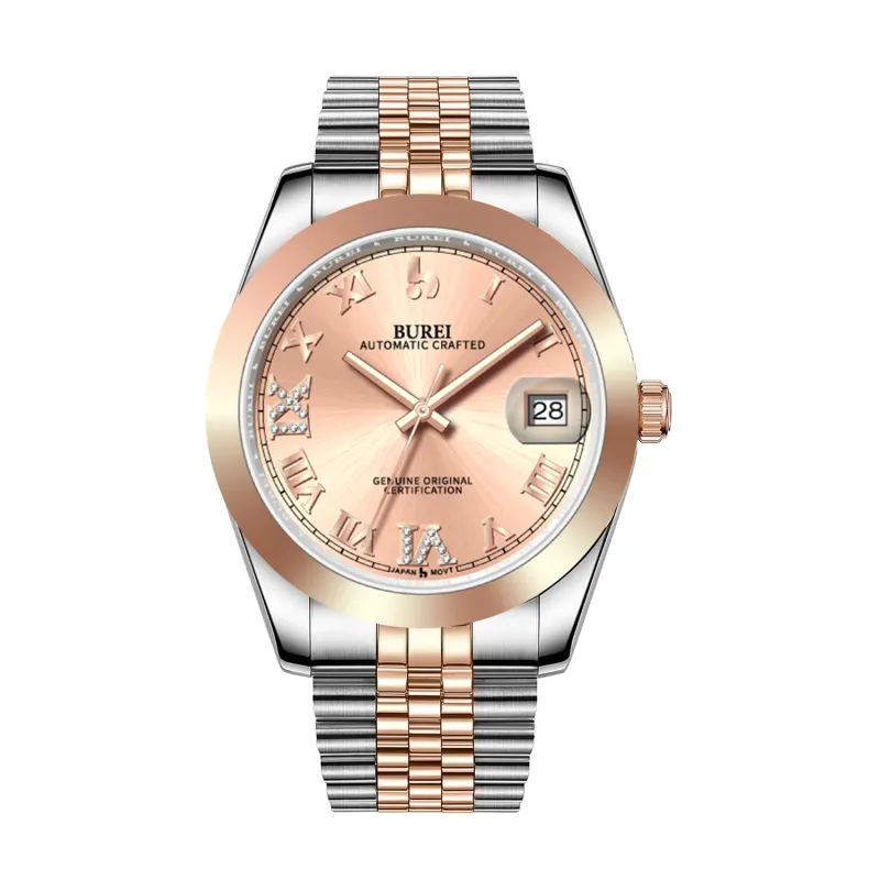 BUREI Luxury Automatic Watch 36mm, Fashion Waterproof Mechanical Watch, Adjustable Stainless Steel Two Tone Strap, Gift for Men sold by Burei