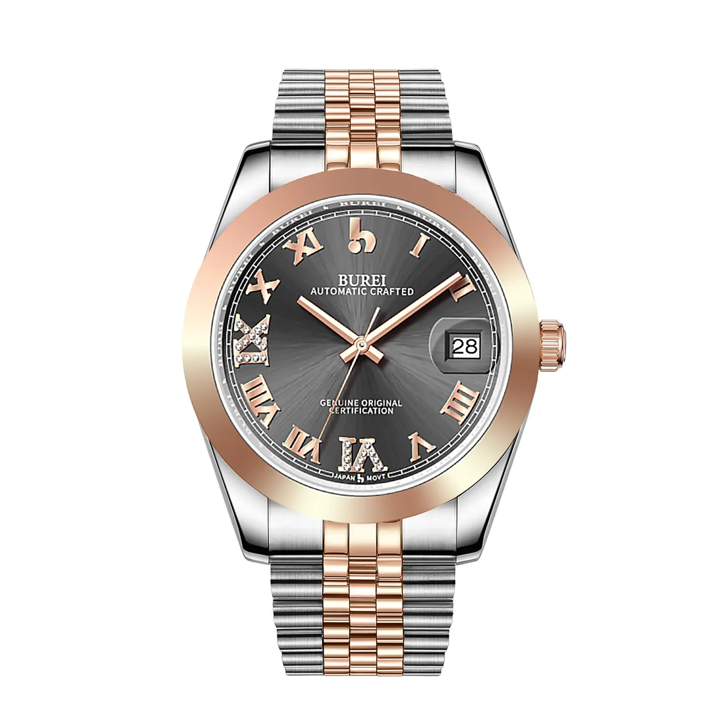 BUREI Luxury Automatic Watch 36mm, Fashion Waterproof Mechanical Watch, Adjustable Stainless Steel Two Tone Strap sold by Burei product image thumbnail 4