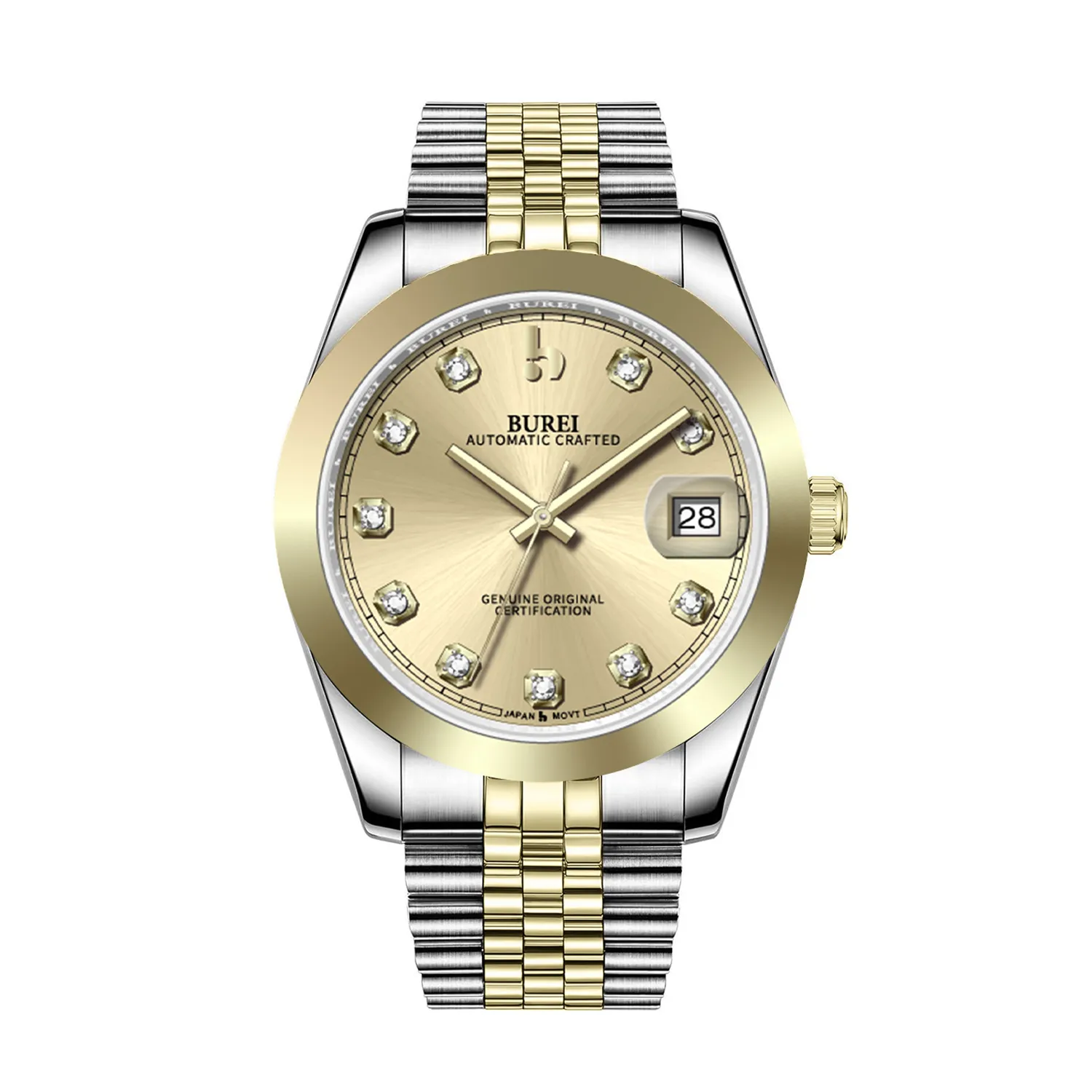 BUREI Luxury Automatic Watch 36mm, Fashion Waterproof Mechanical Watch, Adjustable Stainless Steel Two Tone Strap, Gift for Men sold by Burei