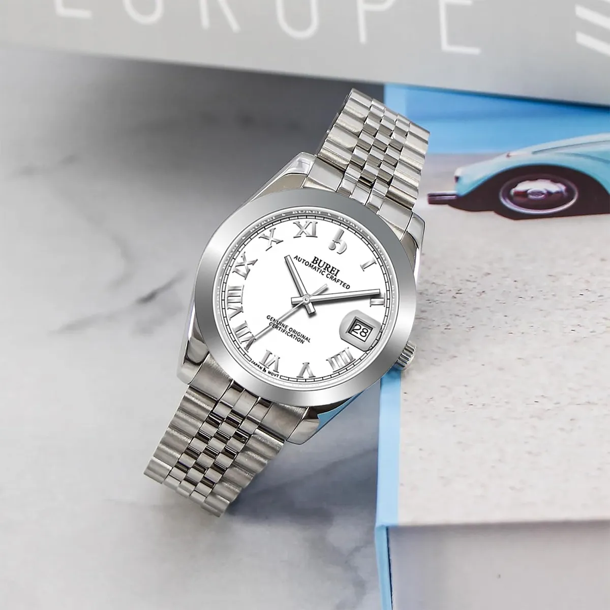 BUREI Luxury Automatic Watch 36mm, Fashion Waterproof Mechanical Watch, Adjustable Stainless Steel Two Tone Strap sold by Burei product image thumbnail 3