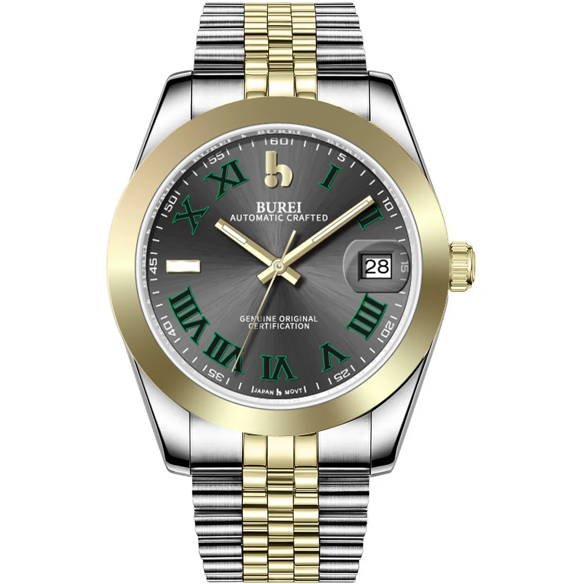 BUREI Luxury Automatic Watch 36mm, Fashion Waterproof Mechanical Watch, Adjustable Stainless Steel Two Tone Strap sold by Burei product image thumbnail 4