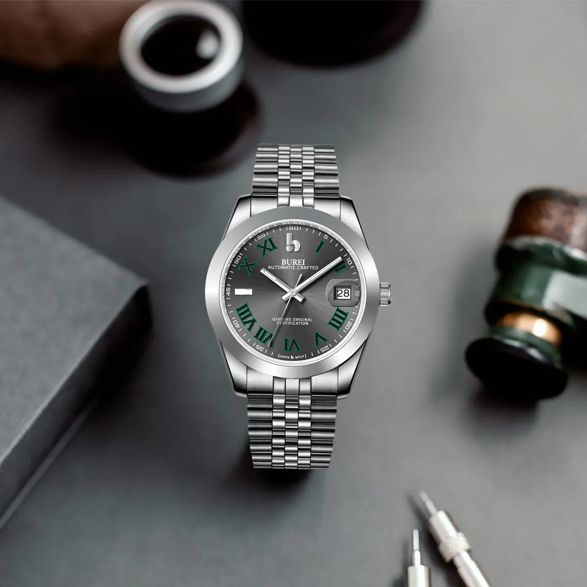 BUREI Luxury Automatic Watch 36mm, Fashion Waterproof Mechanical Watch, Adjustable Stainless Steel Two Tone Strap sold by Burei product image thumbnail 2