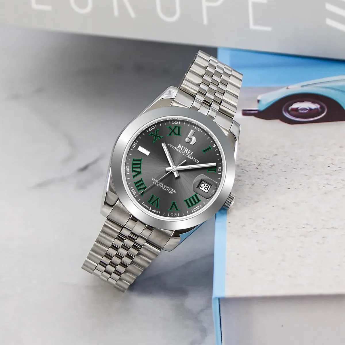 BUREI Luxury Automatic Watch 36mm, Fashion Waterproof Mechanical Watch, Adjustable Stainless Steel Two Tone Strap sold by Burei product image thumbnail 3