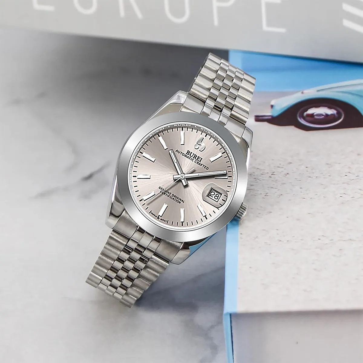 BUREI Luxury Automatic Watch 36mm, Fashion Waterproof Mechanical Watch, Adjustable Stainless Steel Two Tone Strap, Gift for Men sold by Burei product image thumbnail 2