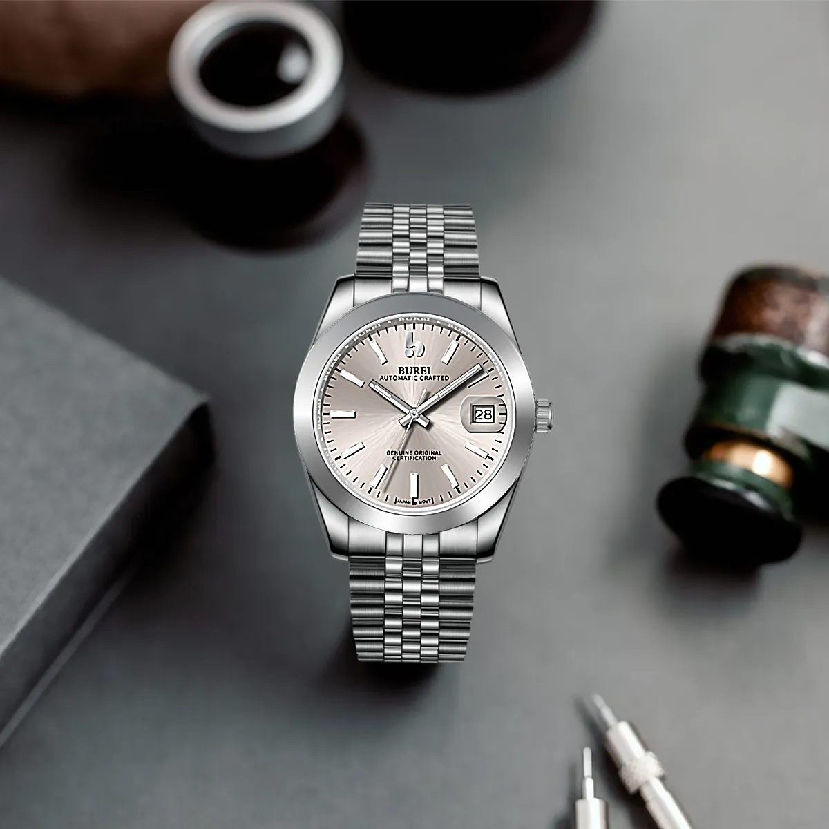 BUREI Luxury Automatic Watch 36mm, Fashion Waterproof Mechanical Watch, Adjustable Stainless Steel Two Tone Strap, Gift for Men sold by Burei product image thumbnail 3