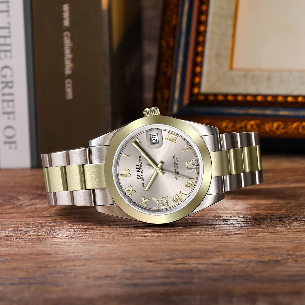 BUREI Luxury Automatic Watch 36mm, Fashion Waterproof Mechanical Watch, Adjustable Stainless Steel Two Tone Strap, Gift for Men sold by Burei product image thumbnail 3