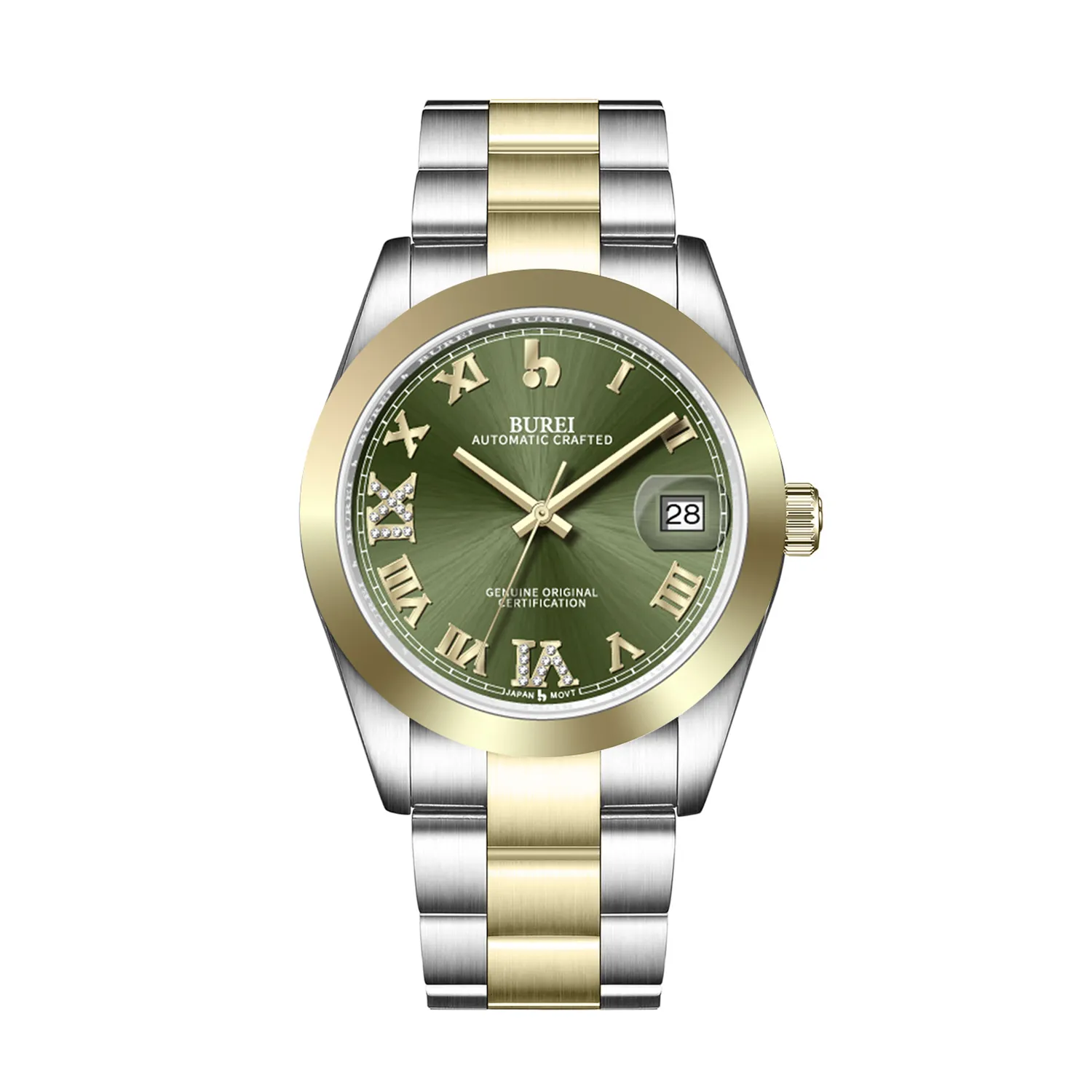 BUREI Luxury Automatic Watch 36mm, Fashion Waterproof Mechanical Watch, Adjustable Stainless Steel Two Tone Strap, Gift for Men sold by Burei product image thumbnail 4