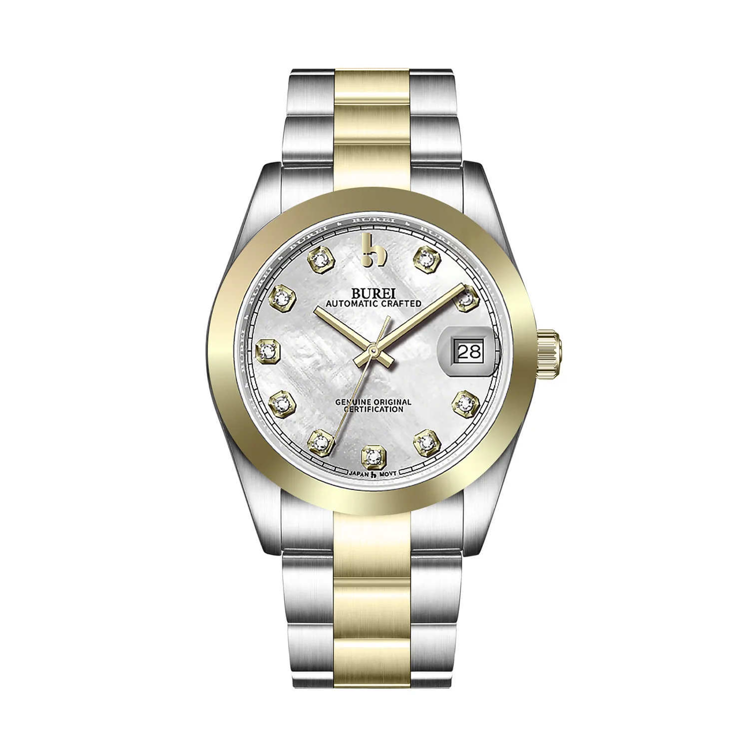 BUREI Luxury Automatic Watch 36mm, Fashion Waterproof Mechanical Watch, Adjustable Stainless Steel Two Tone Strap sold by Burei product image thumbnail 4